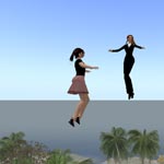 Students converse in the sky